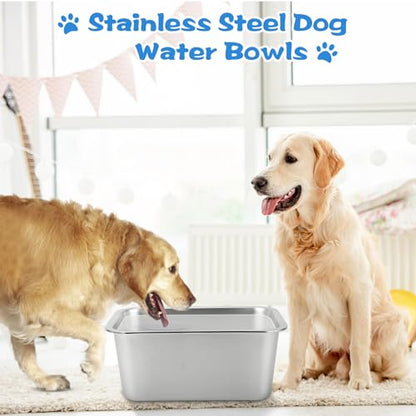 YUEPET 3 Gallons Stainless Steel Dog Water Bowls, Extra Large Metal Dog Food and Water Bowl Large Capacity Pet Water Bowl for Indoor and Outdoor Extra Large Dogs - size: 3 Gallons