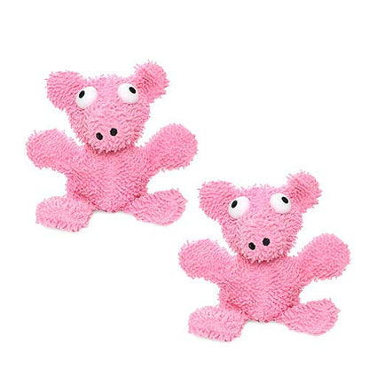 MIGHTY® 2 Pack Microfiber Medium Pig Dog Toys | Ultra Durable Plush Toy with Multiple Layers & Reinforced Seams , Washable and Floats , Mighty® Construction - color: 2PK Pink Pig