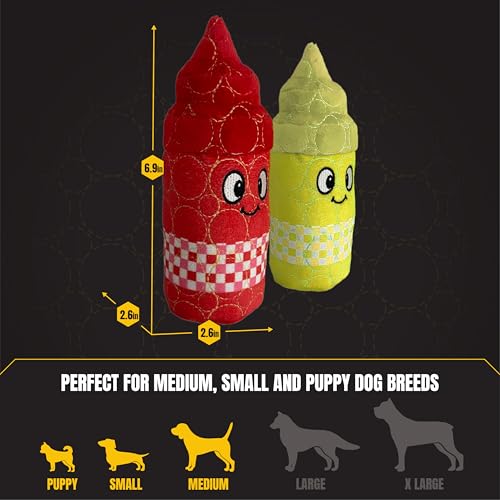 Bite Force Dog Toy - Drizzle & Dollop Squeaky 2 Pack Dog Toys Kevlar-Reinforced for Aggressive Chewers- red and Yellow. - color: Regular - Drizzle & Dollop