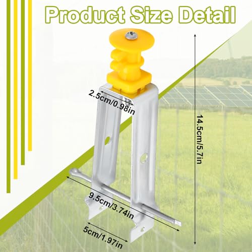 Tondiamo Chain Link Insulator Electric Fence Stainless Steel Insulator T Post Extender Wire Holders for Chain Link and Studded T & U-posts Tubing(Yellow,50 Pcs) - color: Yellow