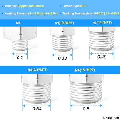 TAILONZ PNEUMATIC Elbow and Straight Combination 1/4 Inch Tube OD x 1/8 Inch NPT Thread Push to Connect Fittings PC-1/4-N1+PL-1/4-N1(Pack of 30) - size: 1/4"OD x 1/8"NPT