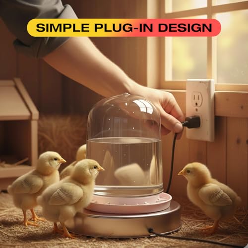 H&G lifestyles Chicken Water Heater, Heated Chicken Waterer | Poultry Water Heater for Winter, Compatible with 5 Gallons Chicken Waterer,13 Inches Stainless Steel Chicken Water Heater