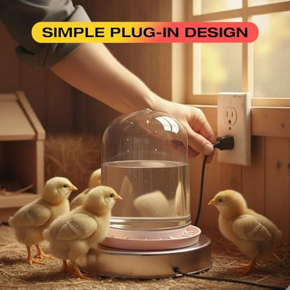 H&G lifestyles Chicken Water Heater, Heated Chicken Waterer | Poultry Water Heater for Winter, Compatible with 5 Gallons Chicken Waterer,13 Inches Stainless Steel Chicken Water Heater