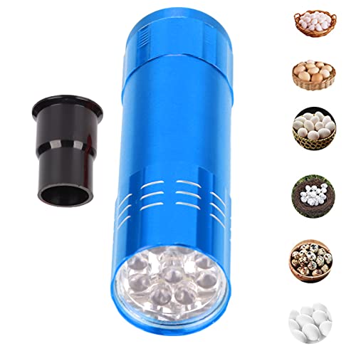 Egg Tester, LED Cool Light Candler Lamp, Metal and Plastic Material, Detachable Cone Spot Light, Suitable for Bird Duck Goose Quail Eggs, Delivered Without Battery (Blue) - color: Blue