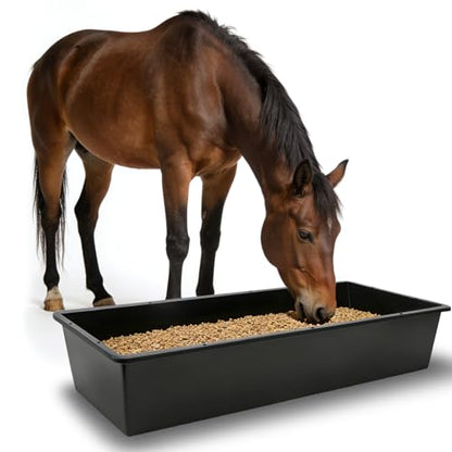 5 Pack Extra Large Capacity 12 Gallon /48 Quart Long Plastic Livestock Trough Heavy Duty Feed and Water Trough for Sheep Horses Pigs Crack Resistant Long Feeder Pan Resists Animal Trampling