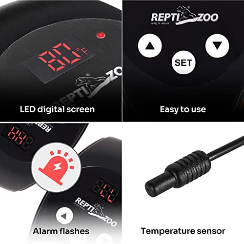 REPTI ZOO Reptile Light Fixture with Dimming Thermostat, 5.5 Inch Deep Dome Lamp Fixture with Temperature Controller for Reptile Heat Lamp Bulb, Max 100W - size: 5.5 Inch
