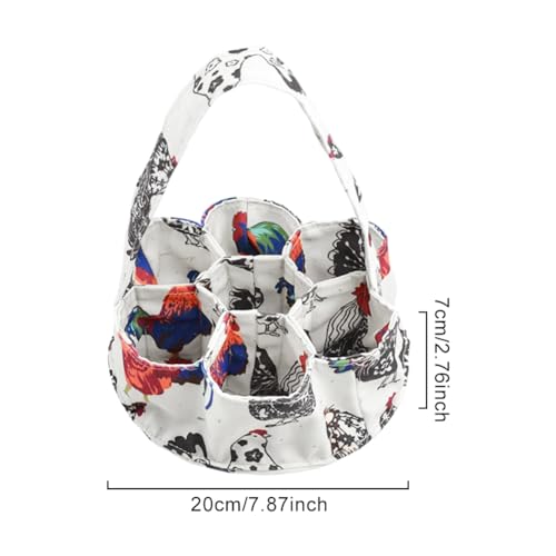Egg Collecting Basket with 7 Pouches,Canvas Gathering Bag Egg Collecting Bags for Farmhouse Chicken Hen Duck Goose Housewife Garden Transporting Storage(SIZE:7.8x2.7 inch)