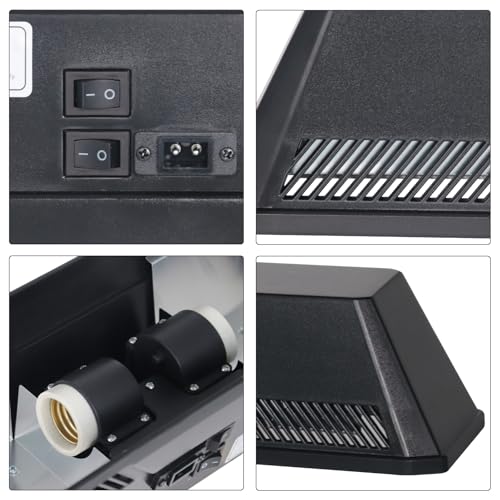 Dual Reptile Light Fixture Reptile Heat Lamp Fixture with Separate Switches Fit,150W Max - E26 Socket for Heat & UVB Lamps, Heat Bulb for Reptile Glass Terrariums