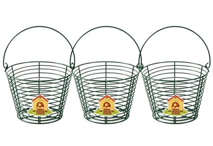 3 Pack 8 Inches Metal Mesh Wire Egg Collecting Basket with Handle Portable Garden Vegetable Fruit Storage Lightweight Hanging for Kitchen Farmhouse Gathering Picnic (Green) - color: Green