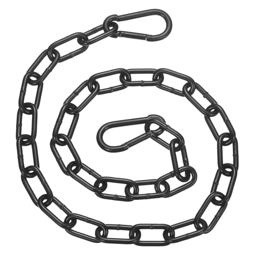 PATIKIL Gate Chain Lock, 30 in x 4mm Chain Dia Alloy Steel Hanging Chain Lock with 2 Open Clasps for Stall Barn Fence Gate Hammock Swing Punching Bags Sandbag Yoga Gym, Black - size: 30inch x 4mm