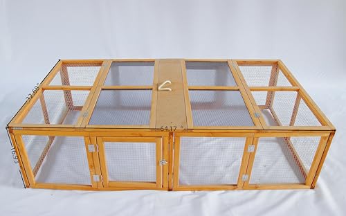 No Assembly Foldable Chicken Coop Wood Small Animal House Portable Outdoor Run with Sunlight Roof and Handle for Rabbit Guinea Pig Duck