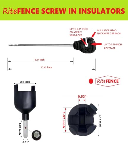 Electric Fencing Premium Stand Off/Long Arm Multi Purpose Insulator for Polywire/Polytape/Rope/Wire PK50 - size: PK50