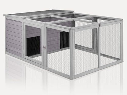 Chicken Coop Large Wooden Rabbit Hutch Indoor Outdoor with 2 Living House ANG PVC Layer for Chicken, Hutch, Ducks - size: 61"L x 40"W x 26"H