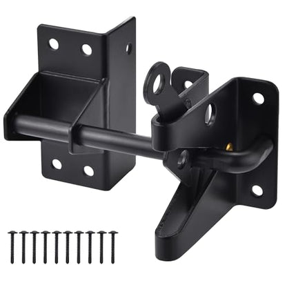 Heavy Duty Automatic Gate Latch for Wooden Fences,Self Locking Metal Gates for Vinyl Fence Outswinging Pool Gate Door Latches, Black