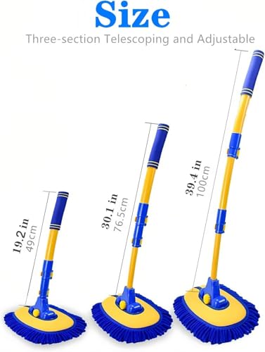 MVEQRRN Upgrade Car Wash Brush Mop with Long Handle, Car Washing Brush Kit with Scratch-Free Replacement Head - color: Blue-003