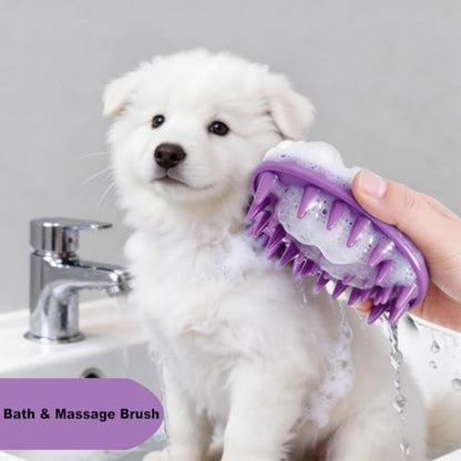 Rubber Curry Brush for Short Haired Dogs, Gentle Curry Comb with Long Pins, Use Wet as Bath Scrubber or Dry for Grooming Loose Hair