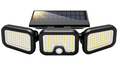 VIVOHOME Solar Flood Lights Outdoor, 256 LED 2500LM Motion Sensor Lights, 3 Adjustable Heads Security Lights, IP65 Waterproof, 270° Wide Lighting Angle Solar Powered Lights for Porch, Yard - size: Non-Linkable - 1 Pack