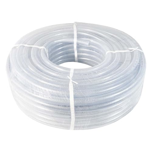 Gloxco Clear Braided PVC Tubing, Food Grade, Heavy Duty Reinforced Hose, 1" ID, 300 Ft Length - size: 1" x 300 Ft