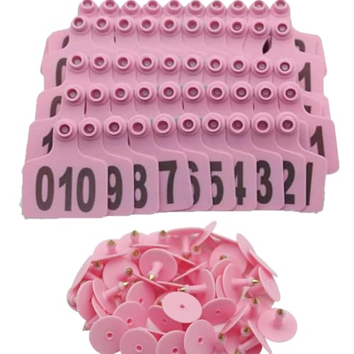 Cattle Ear Tags Large Plastic Livestock Ear Tag Marker for Pig Goat Cattle Cow Animal Identification Ear Tags, Numbered 001-100/-/901-1000 Pink 201-300 - color: Pink, size: 201-300