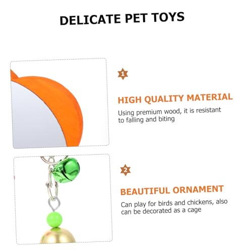 Hanging Chicken Mirror for Birds and Parrots Rooster Plaything with Acrylic Reflective Surface Stainless Steel and Wood Construction Fun Gnawing and Cage Decoration for Coop Garden