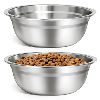 URPOWER 2 Pack 8" Stainless Steel Dog Bowls - 50oz Thickened Durable Pet Bowls for Food and Water, Fit for Elevated Dog Bowl Stand - size: 2 Pack