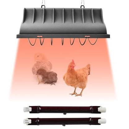 Chicken Coop Heater for Chicks,Brooder Heater with 2pcs Heat Lamp(250W and 175W),Adjustable Temp & Height Chicken Brooder Box Supplies for Chicken Livestock Dogs Sheep Pets - size: 1 Pack