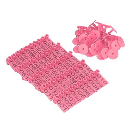 Ear Tags, 100pcs Numbered Livestock Ear Tags Practical Farmer Marking Equipment for Goat Sheep Cattle (Roseate)