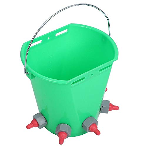 Zerodis Plastic Milk Feed Bucket, Large Capacity Animal Feeding Pot, Multiple Nipples 8L High Capacity Lamb Milk Feed Bucket for Cattle Sheep Livestoc Farm Animal