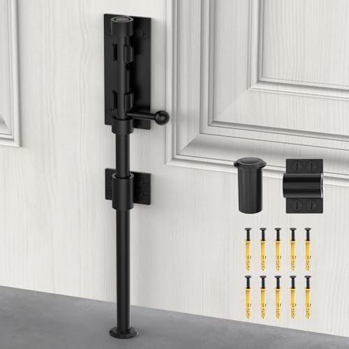 Barrel Bolt Latch, Sliding Bolt Gate Lock Door Latches Hardware, 12 Inch Heavy Duty Solid 304 Stainless Stee Door Lock for Fence/Wooden/Barn Door/Yard Door/Interior Door Latch - color: Black-1Pc, size: 12 Inch