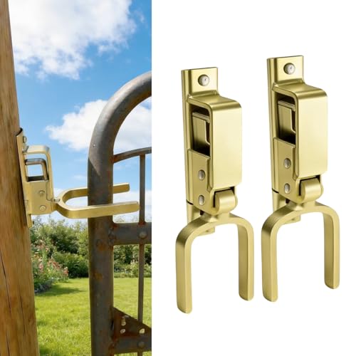 Heavy Duty Automatic Gate Latch, Instant Locking One-Hand Operation Fence Lock, Rust-Resistant Post Mount Gate Latch for Wood/Metal/Pipe Fences (2 Pack) - size: 2 Pack