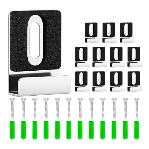 Metal Mirror Holder Clips-12Pack Mirror Hanging Kit,Steel Heavy Duty Frameless Picture Mounting Hardware and Screw,Frameless Glass Anchors Hardware for Wall Hanging Photo Frames Tiles and Billboard - color: White
