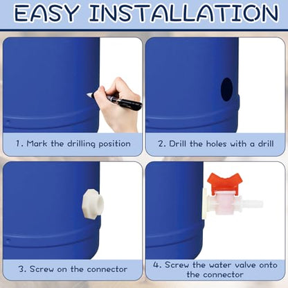 Rabbit Watering System Bucket Connector kit for ID 3/8’’ Hose with Barb Ball Valve, Bulkhead Fitting, Mesh Washer, Hole Saw, Poultry-Watering-Equipment, Animal Water Dispenser