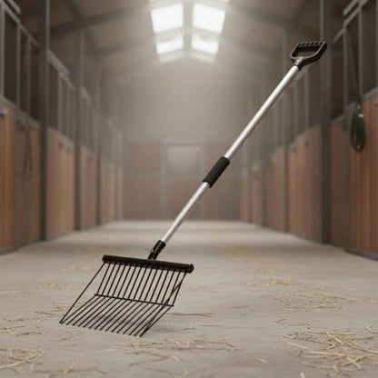 Gralara Manure Fork Bedding Fork Heavy Duty Livestock Equipment for Stable, Barn