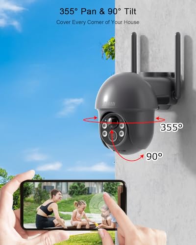 ANRAN 3MP Security Camera Wireless Outdoor, 2K Solar Outdoor Camera with 360° View, Smart Siren, Spotlights, Color Night Vision, PIR Human Detection, Pan Tilt Control, 2-Way Talk, Q01 Grey 2 Packs - color: Gray-2 Packs