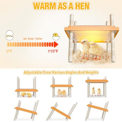 Brooder Box for Chicks Wooden Chick Brooder with Heat Lamp Large Brooder Plate for Baby Chicks, Ducks, Quails Birds