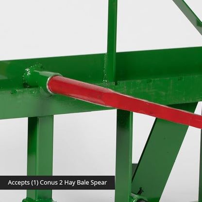 Titan Attachments UA USA Made Hay Frame Attachment, 39" Hay Spear and Stabilizers, Fits John Deere Global Euro Tractors, Rated 4,500 LB