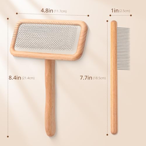 Sheepskin Wool Brush - Carpet Rake Tool for Pet Hair Removal and Household Fabric Care - color: Wood