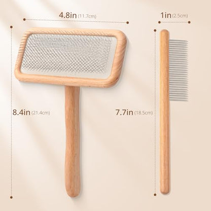 Sheepskin Wool Brush - Carpet Rake Tool for Pet Hair Removal and Household Fabric Care - color: Wood