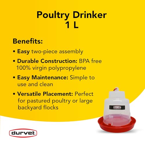 Durvet, Baby Chick Waterer, 1L Poultry Drinker for Chicks and Ducklings