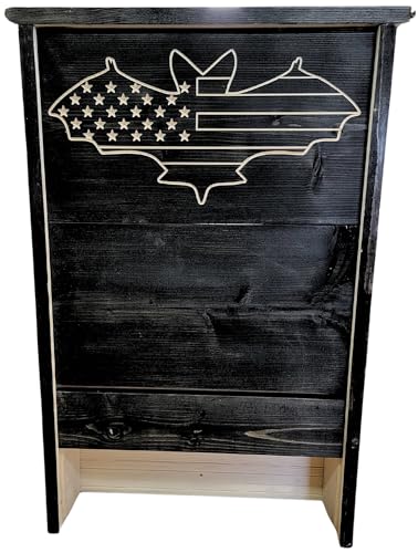 Made in USA- XL Black Stained Pine Bat House, 3 Chamber Bat Box, Easy-to-Install Wooden Bat House Kit, Weather-Resistant Bat Houses for Outdoors, with Mounting Screws - Applewood Outdoor - style: XL 3 Chamber Black