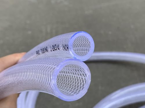1/2" ID x 3/4" OD - 25Ft Clear Braided Plastic Vinyl Tubing PVC Flexible Vinyl Tube Heavy Duty UV Chemical Resistant Hose Water - size: 25 ft, style: 1/2" ID x 3/4" OD