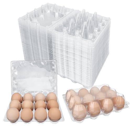 150 Pack Bulk Egg Cartons, Clear Plastic Chicken Egg Holders, Egg Tray Carton Holder for Home & Kitchen, Farm & Market Use, An Eco-Friendly Egg Storage Solution, 12 Grids - size: 150 Pack Egg Cartons 12 Grids 3x4