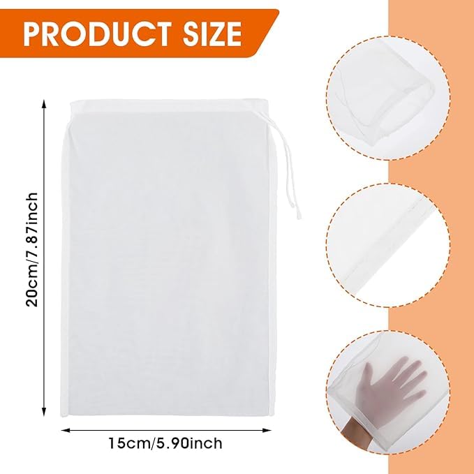 4 Pack Reusable Nylon Nut Milk Bag - 8x12 Inch Fine Mesh Food Strainer for Cold Brew, Cheese, Yogurt, Juicing & Tofu