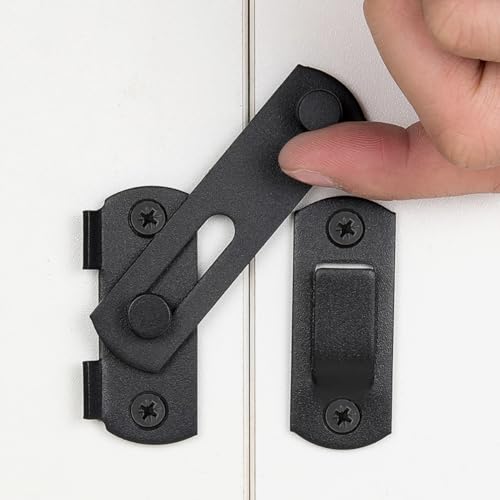 INIRET Barn Door Latches，2.75” x 2.02” Matte Black Stainless Steel barn gate flip Door Latch Bi-fold Door Lock,Sliding Door Antique Lock Gate Latches Wine Cabinet Closet Door Latches - color: Small_Matte Black
