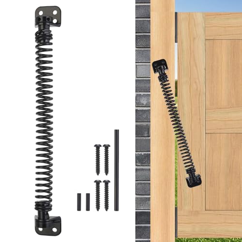 11-1/2" Gate Spring Self Closing Heavy Duty Door Springs to Close Door, Adjustable Tensioner Automatic Gate Closure, Gate Spring for Wooden Gate, Vinyl Fence, Steel Door(Black, 1 Pack) - size: 11-1/2 Inch