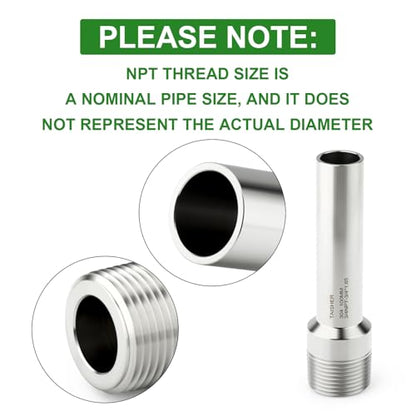 TAISHER 5PCS 304 Stainless Steel Pipe Fittings, 3/4" NPT Male Threaded, 4" Length Weld Nipple Cast Pipe - size: 3/4" NPT x 3/4" OD(4" Length)