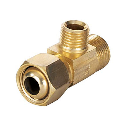 Midline Valve 73314-OM Add On Tee Fitting, Split Supply Line Outlet; No Lead; 3/8 in. FIP COMP x MIP x 1/4 in. MIP; Brass