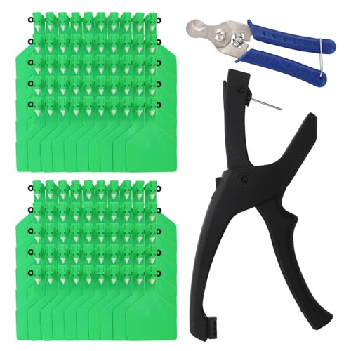 100Pcs Z Tags One-Piece Cattle Ear Tags TPU Blank Livestock Animal Identification with Professional Animal Ear tag applicator for Cattle,Sheep Goat, Pig (Green, 100PCS - Blank) - color: Green, size: 100PCS - Blank