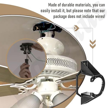 Ceiling Fan Mounting Bracket Kits With Installation Accessories Compatible With Living Room, Light Fixtures And Cathedral Ceiling Fans, Replace 77059 Ceiling Fan Mounting Bracket Black (No wires)
