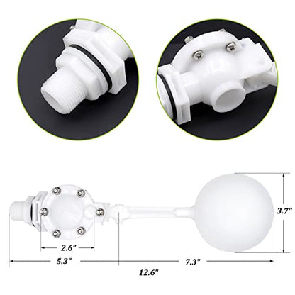 Water Float Valve with Adjustable Arm, Heavy Duty Float Valve 3/4 for Water Tank Pond, High Flow Rate (Pack of 2) - size: 12.9" in length (Pack of 2)